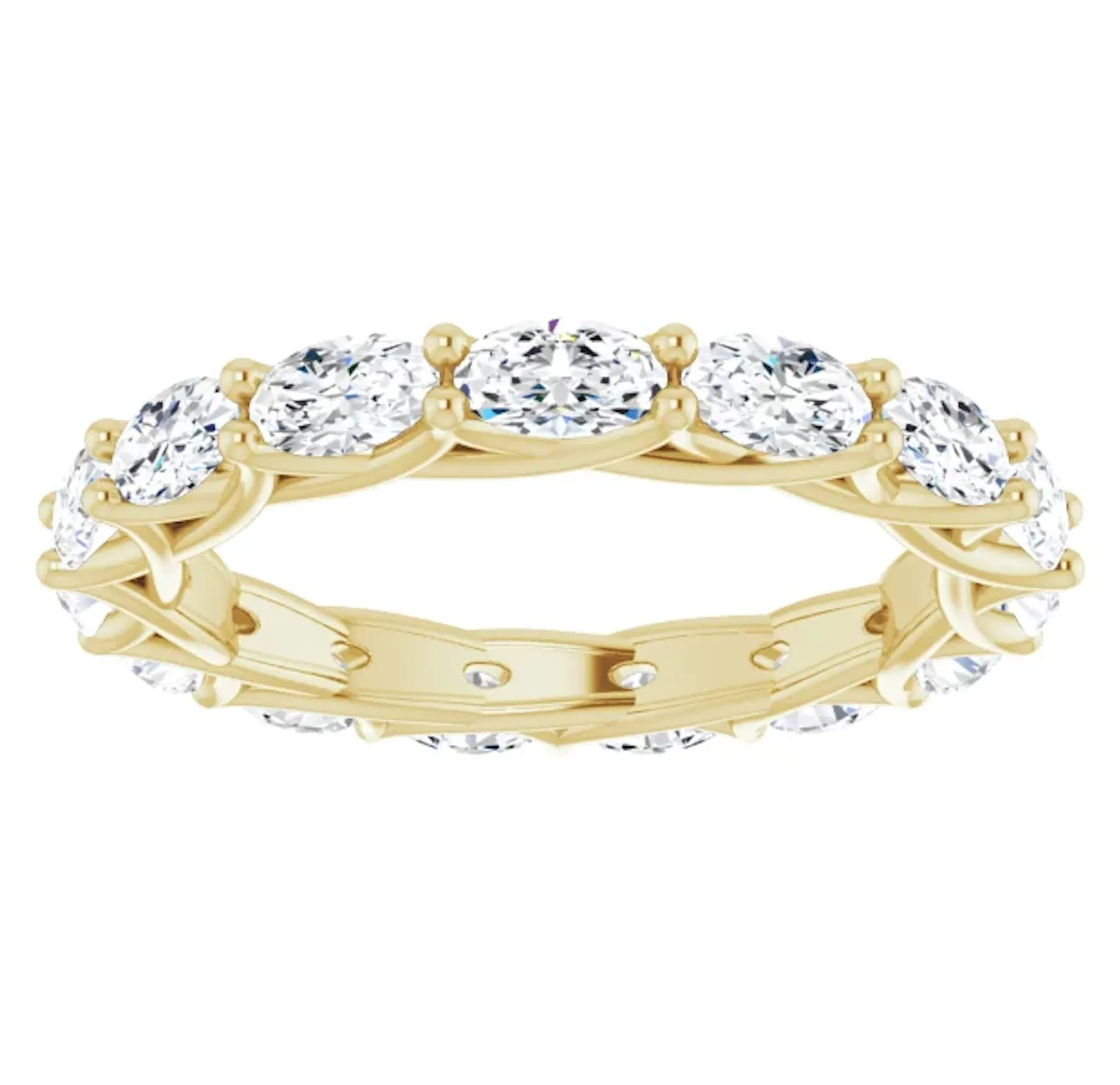 MONACO 3 Carat Oval-Cut Diamond Eternity Ring in 14K - 18K Gold - Platinum 20 pointer G Color VS1 Clarity Shared Prong Band By Mike Nekta NYC