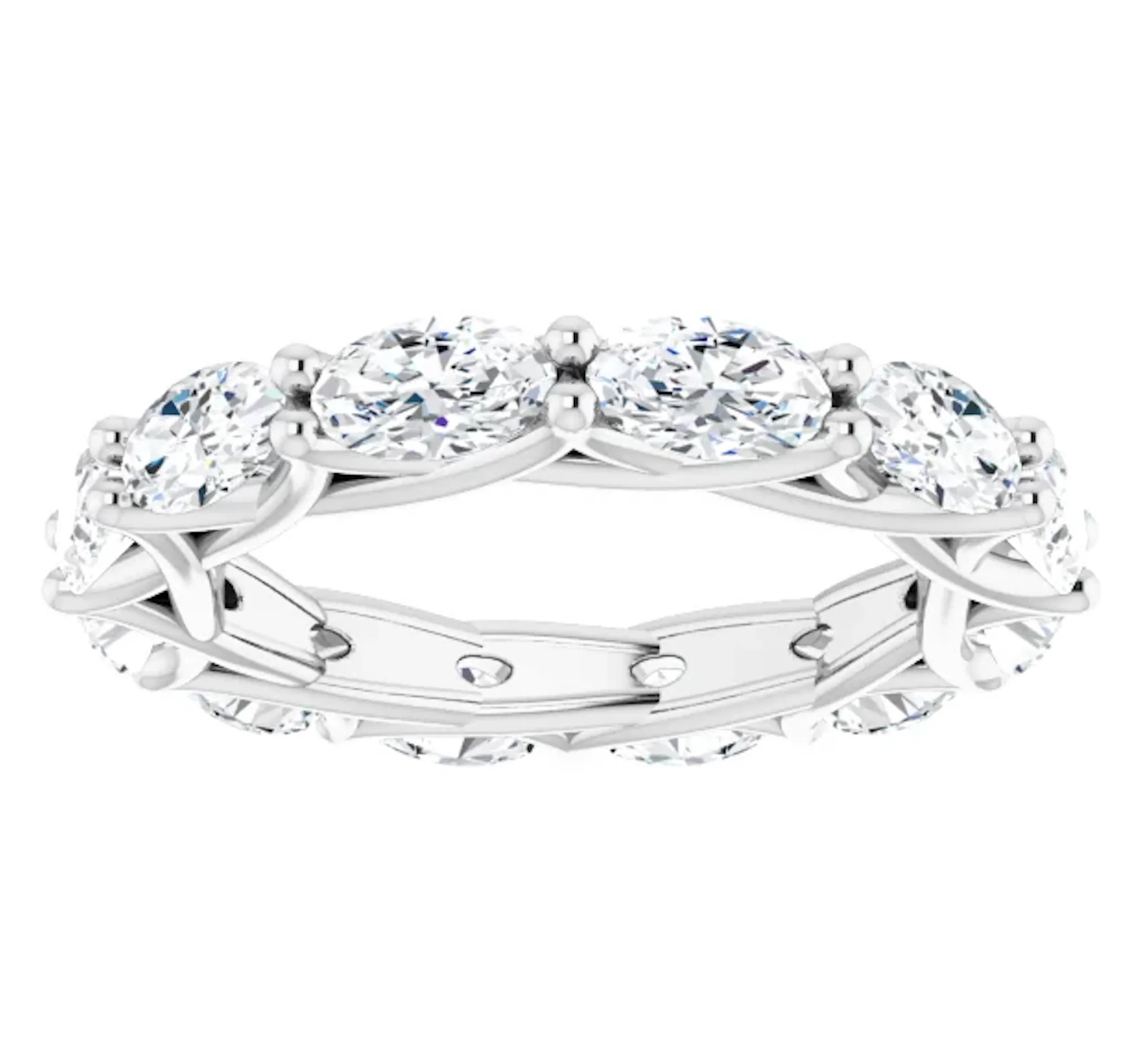 MONACO 3 Carat Oval-Cut Diamond Eternity Ring in Platinum 20 pointer G Color VS1 Clarity Shared Prong Band By Mike Nekta NYC