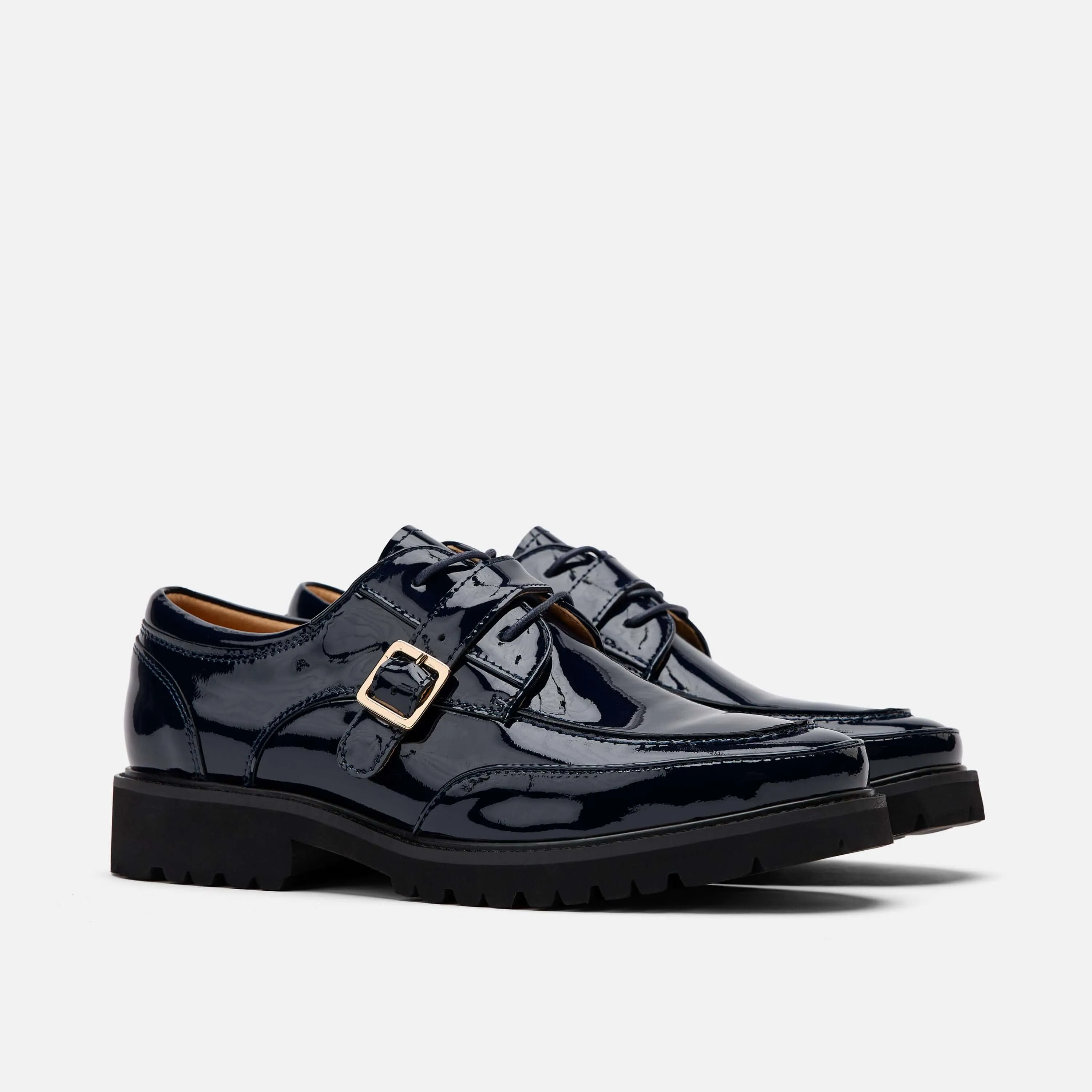 Ms. Atlas Navy Patent Leather Lug Derby