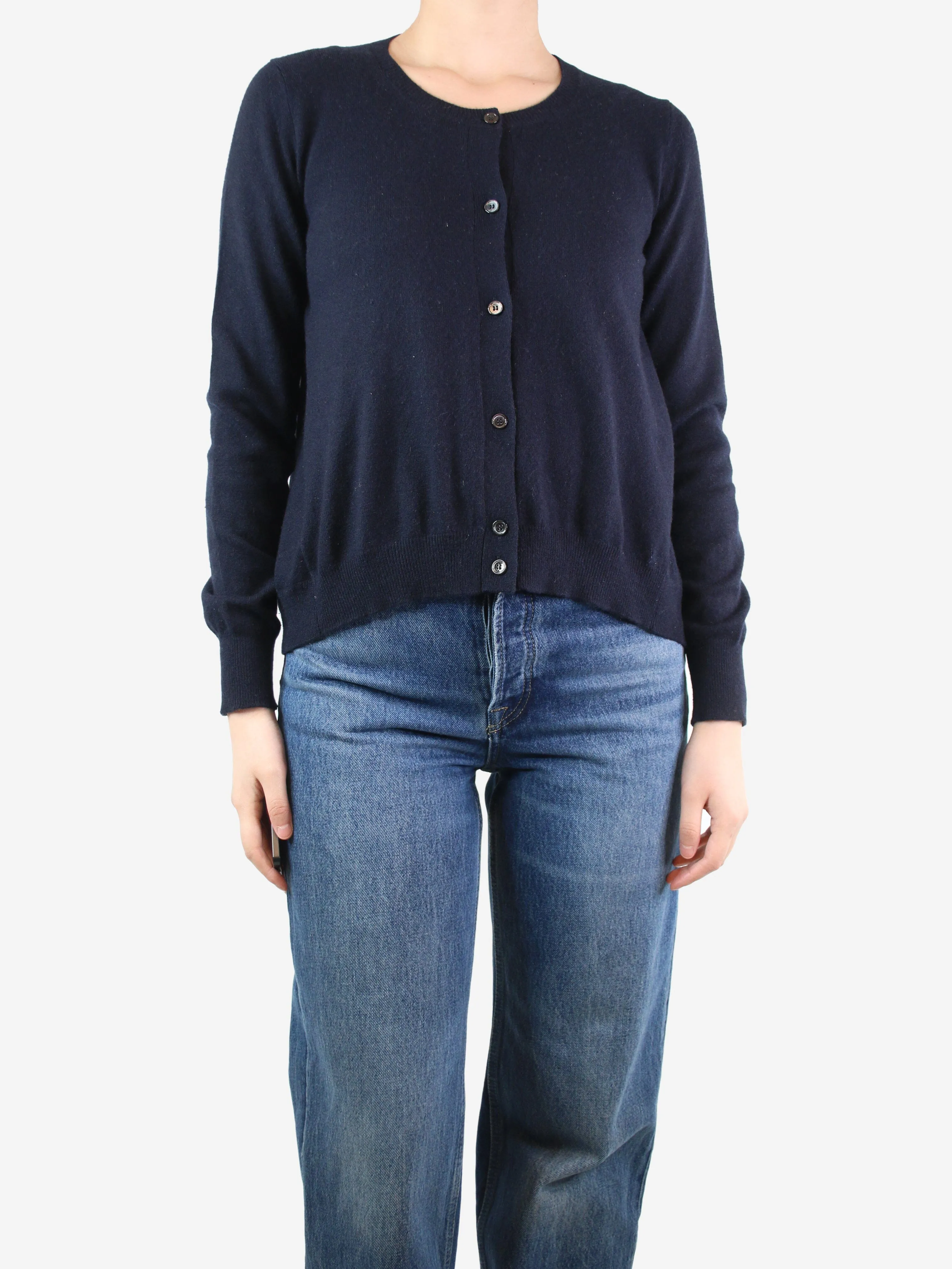 Navy blue cashmere cardigan - size UK 8