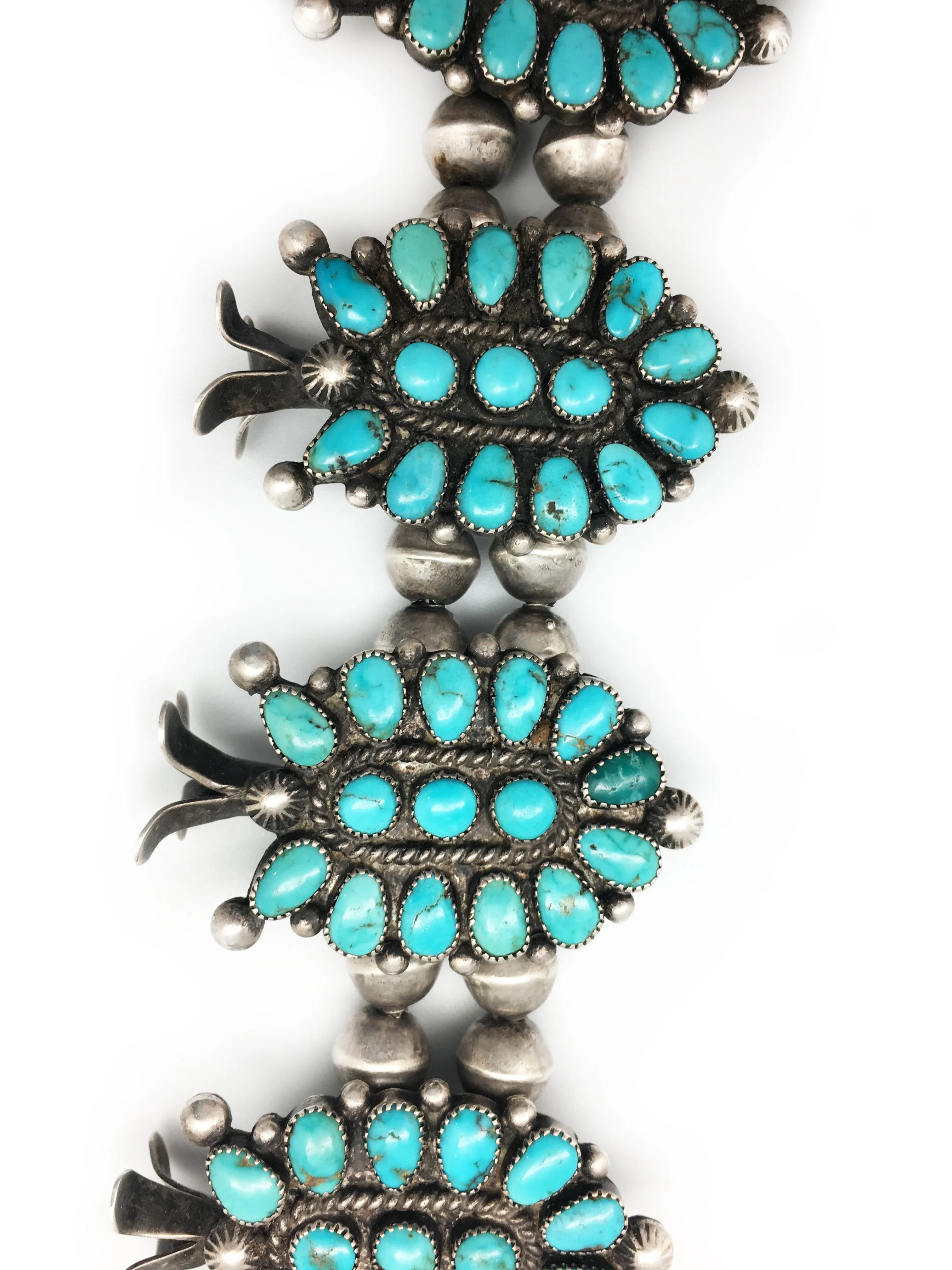 Necklace, Squash Blossom, Vintage, Turquoise, Lone Mountain, 1950's