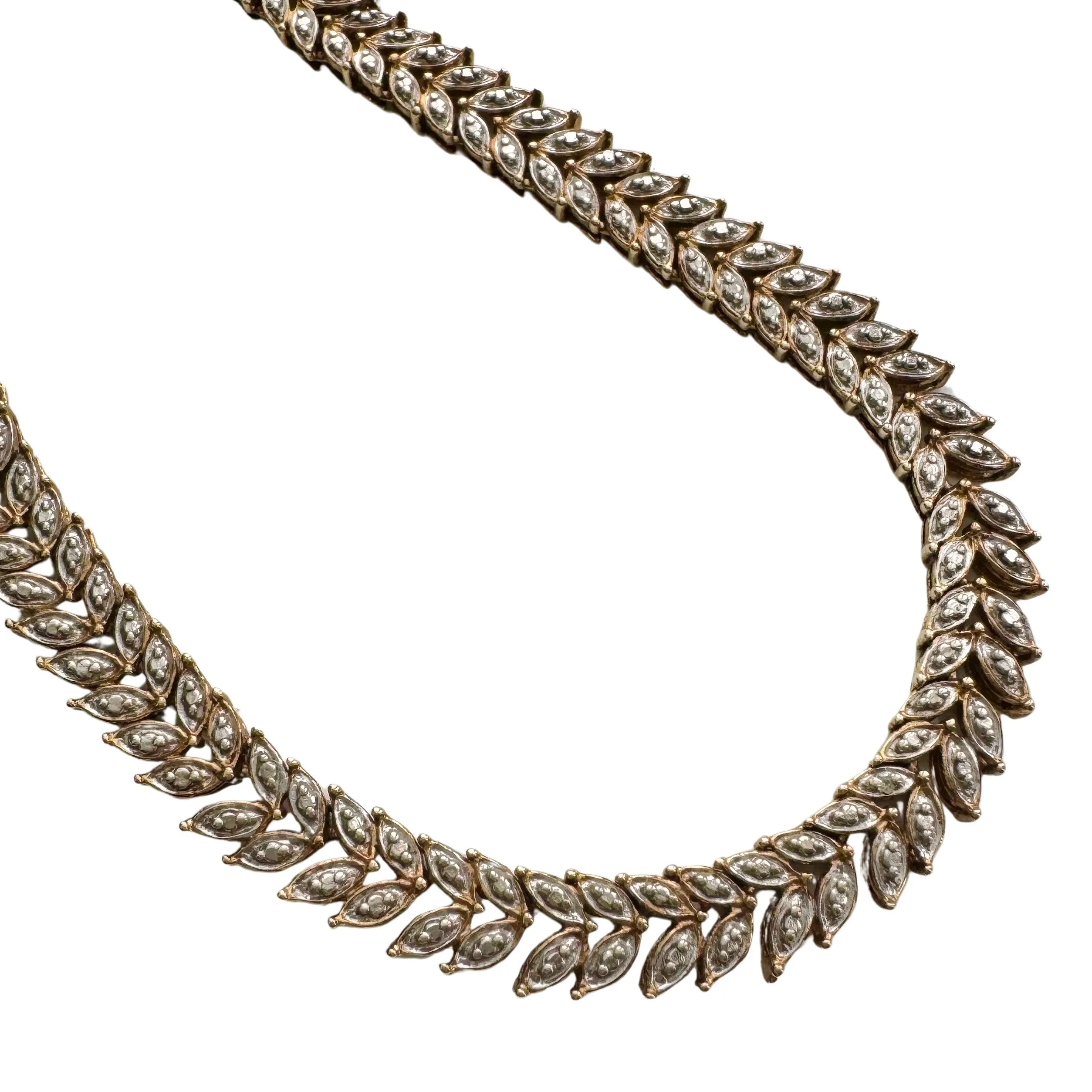 P R E - L O V E D // leafy illusion / sterling silver with gold plating / tennis necklace style / 18.25, 33g