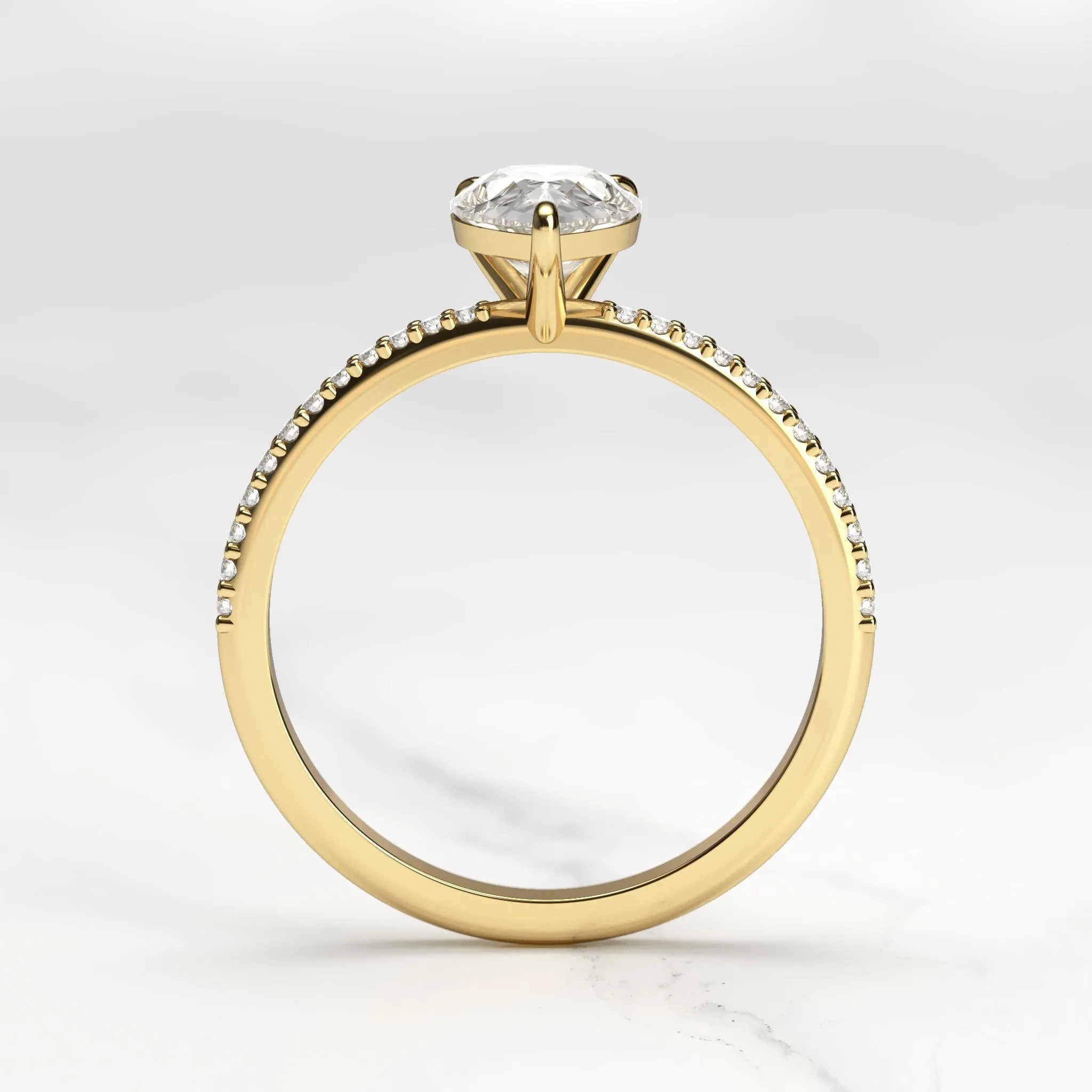 Pear Half Pave Diamond Ring