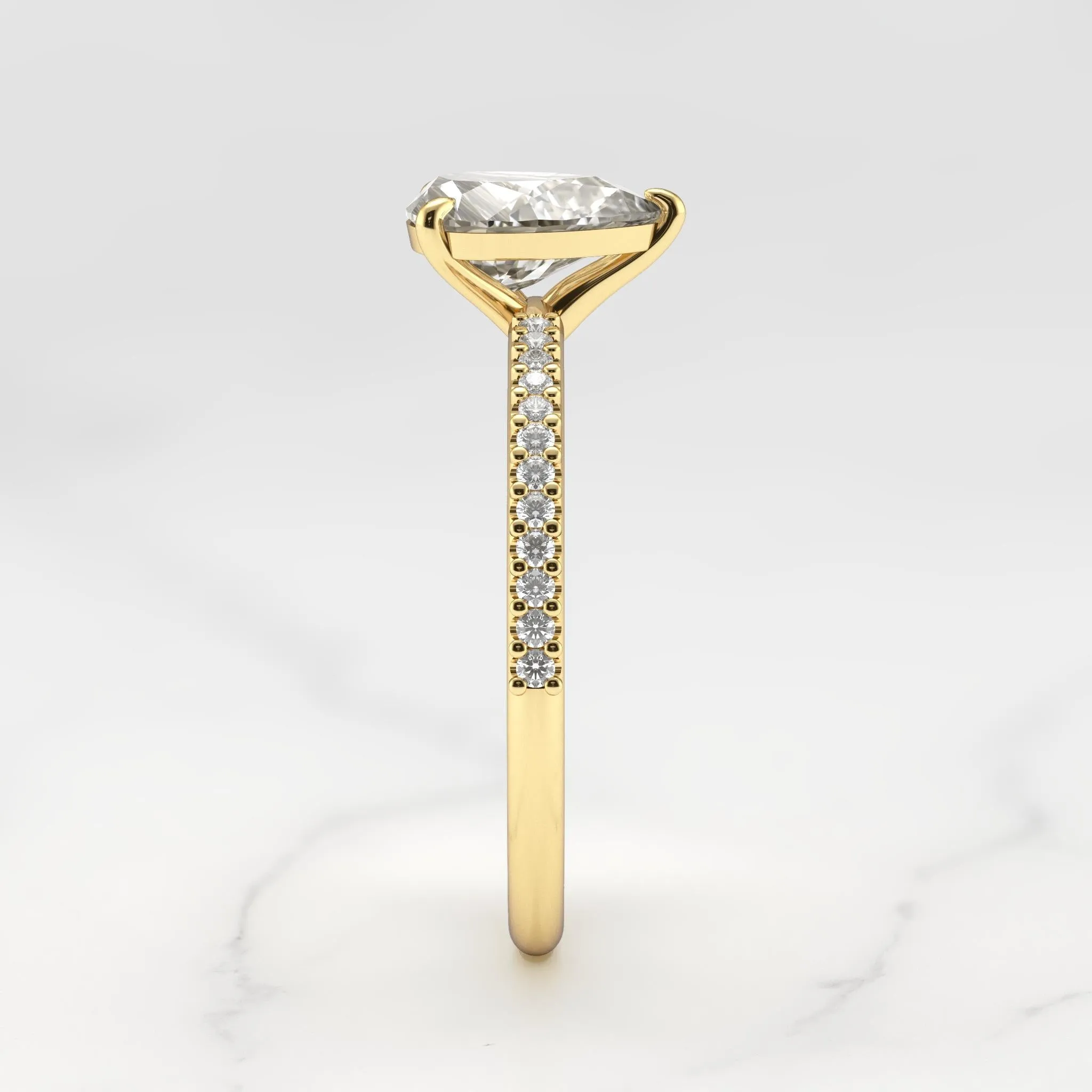 Pear Half Pave Diamond Ring