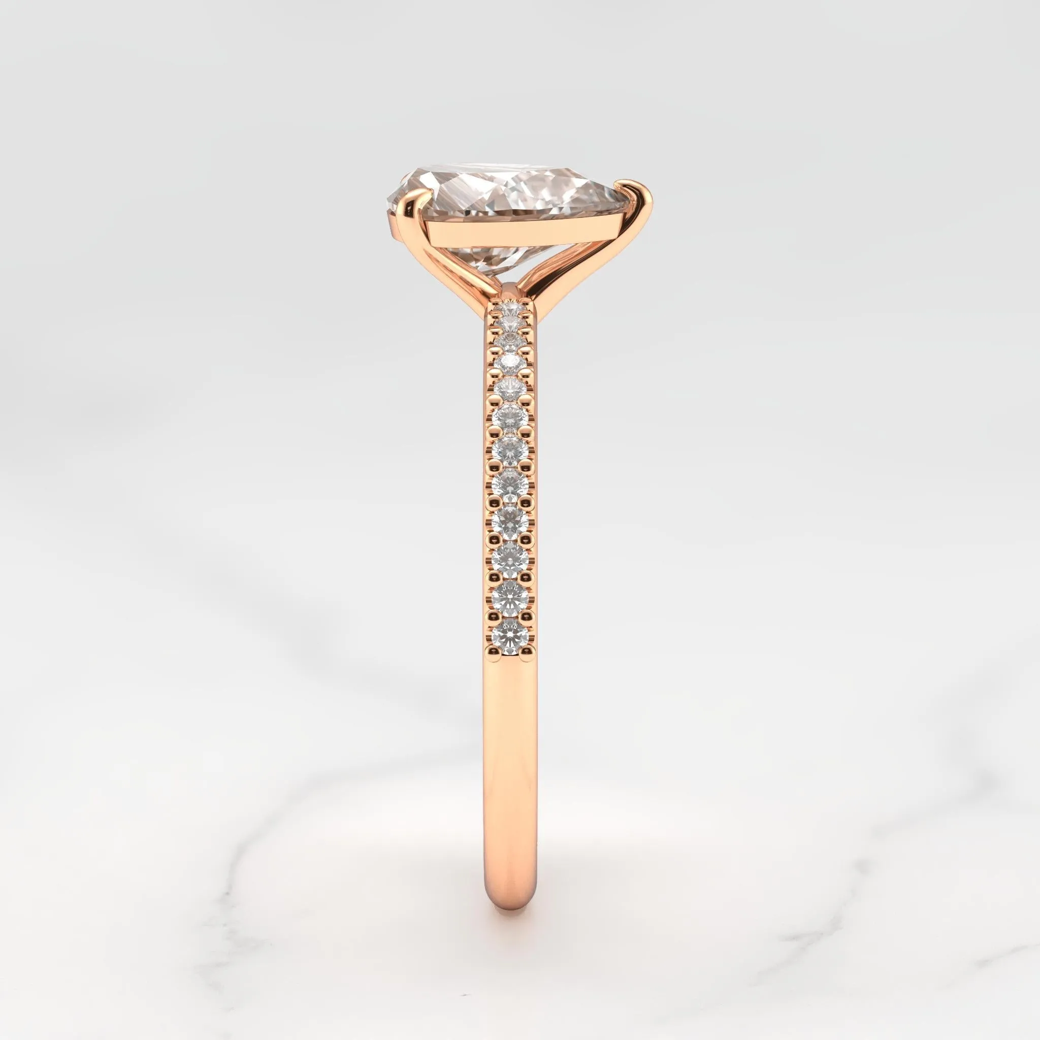 Pear Half Pave Diamond Ring