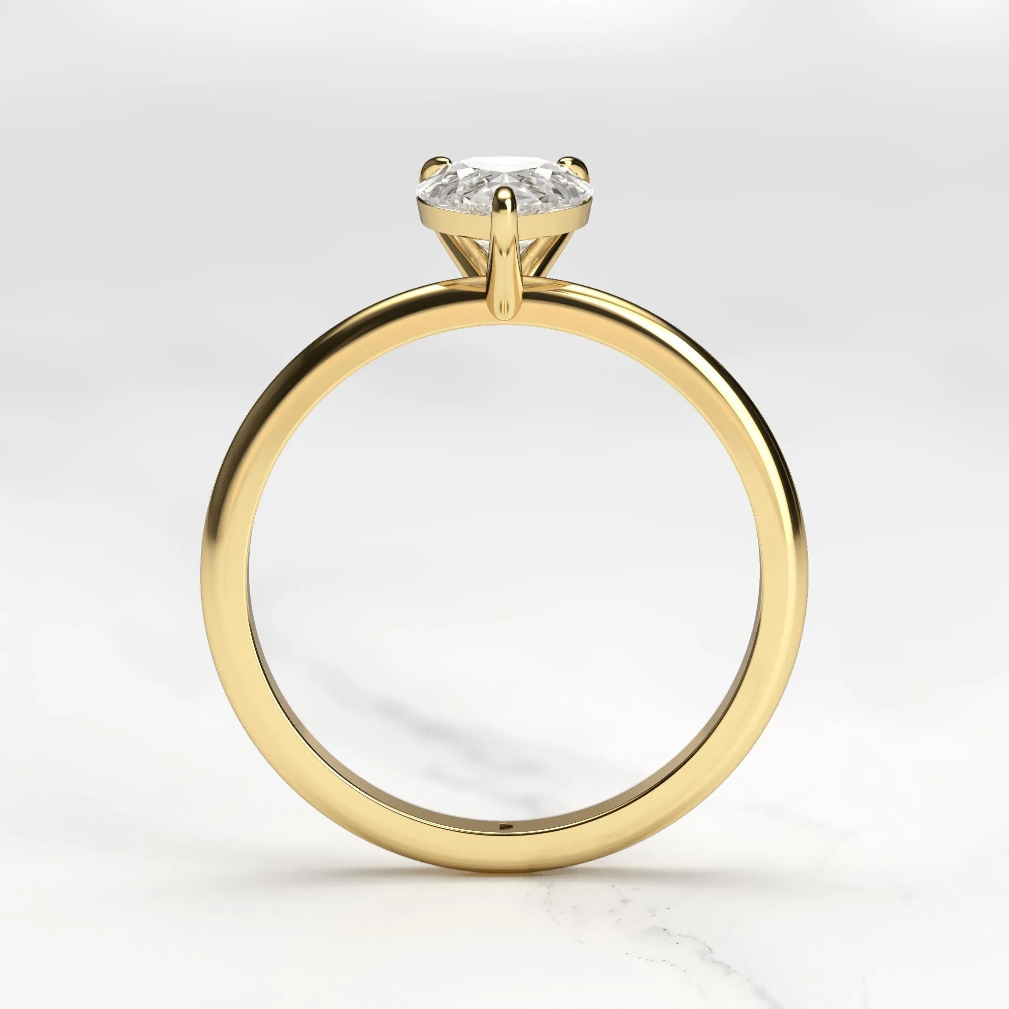 Pear Tapered Solitaire Diamond Ring