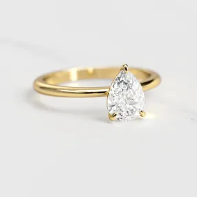 Pear Tapered Solitaire Diamond Ring