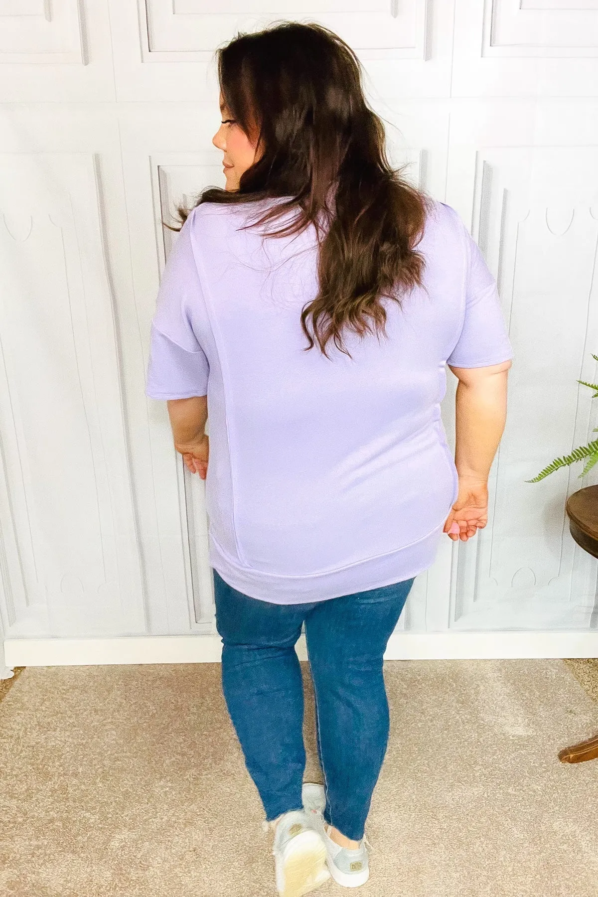 Perfectly Poised Lilac Cut Edge French Terry Top (Shipping in 1-2 Weeks)