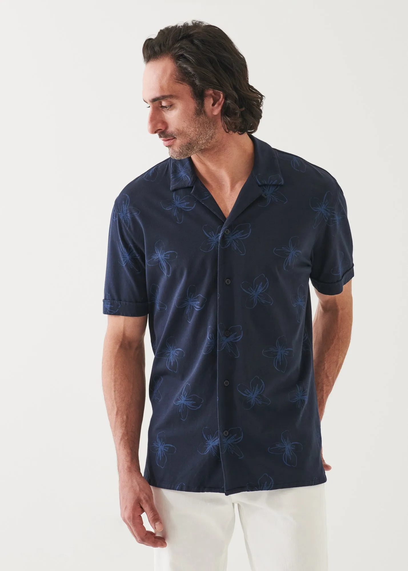 PIMA COTTON STRETCH PRINTED CAMP SHIRT