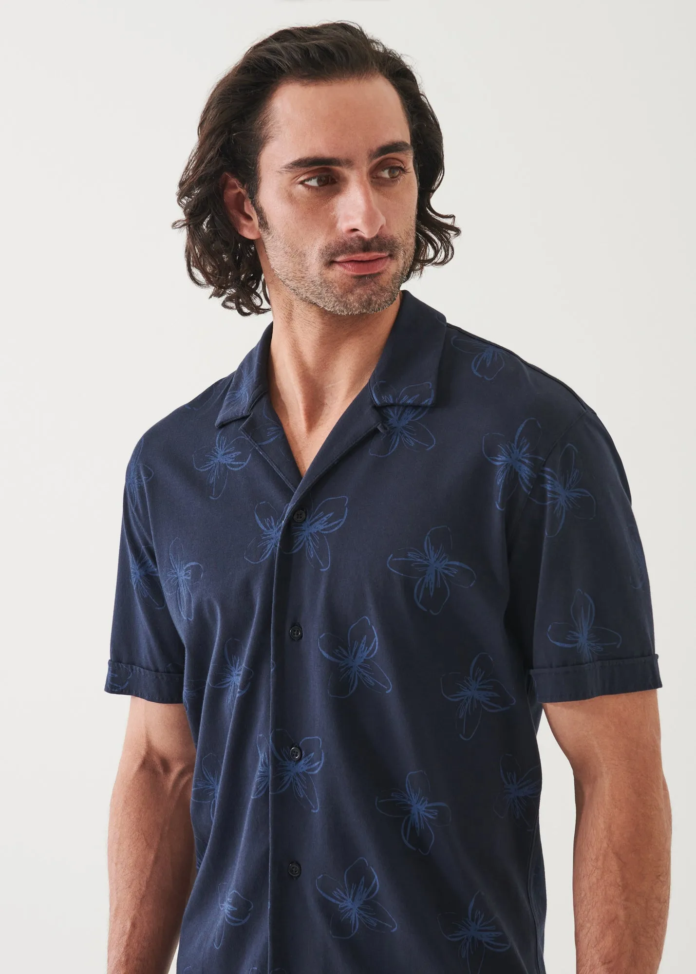 PIMA COTTON STRETCH PRINTED CAMP SHIRT