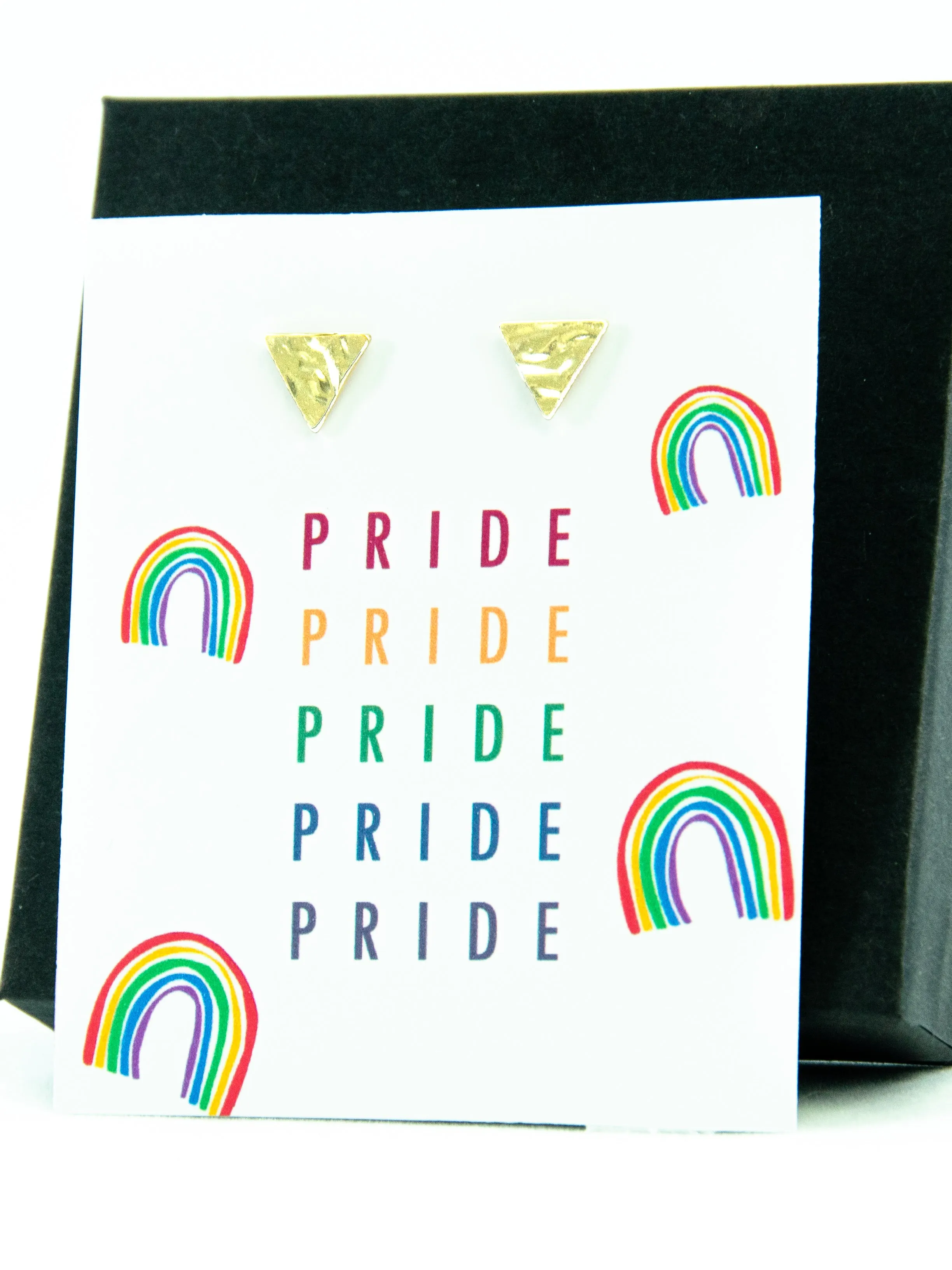 PRIDE LGBTQ  Rainbow Triangle Stud Earrings Gift