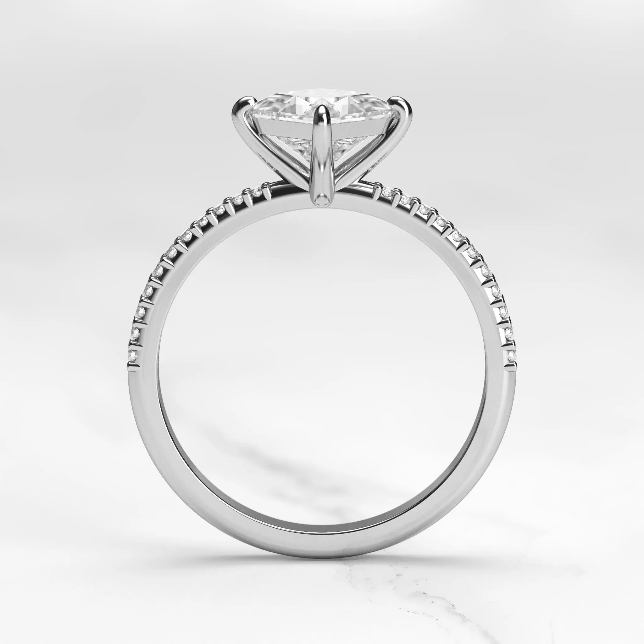 Princess Half Pave Tapered Diamond Ring