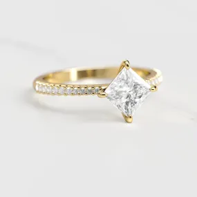 Princess Half Pave Tapered Diamond Ring