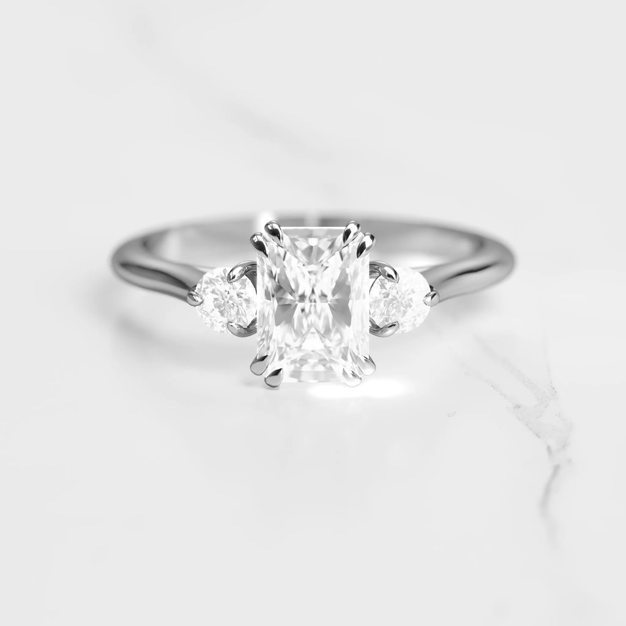 Radiant Diamond Ring With Accent Stones