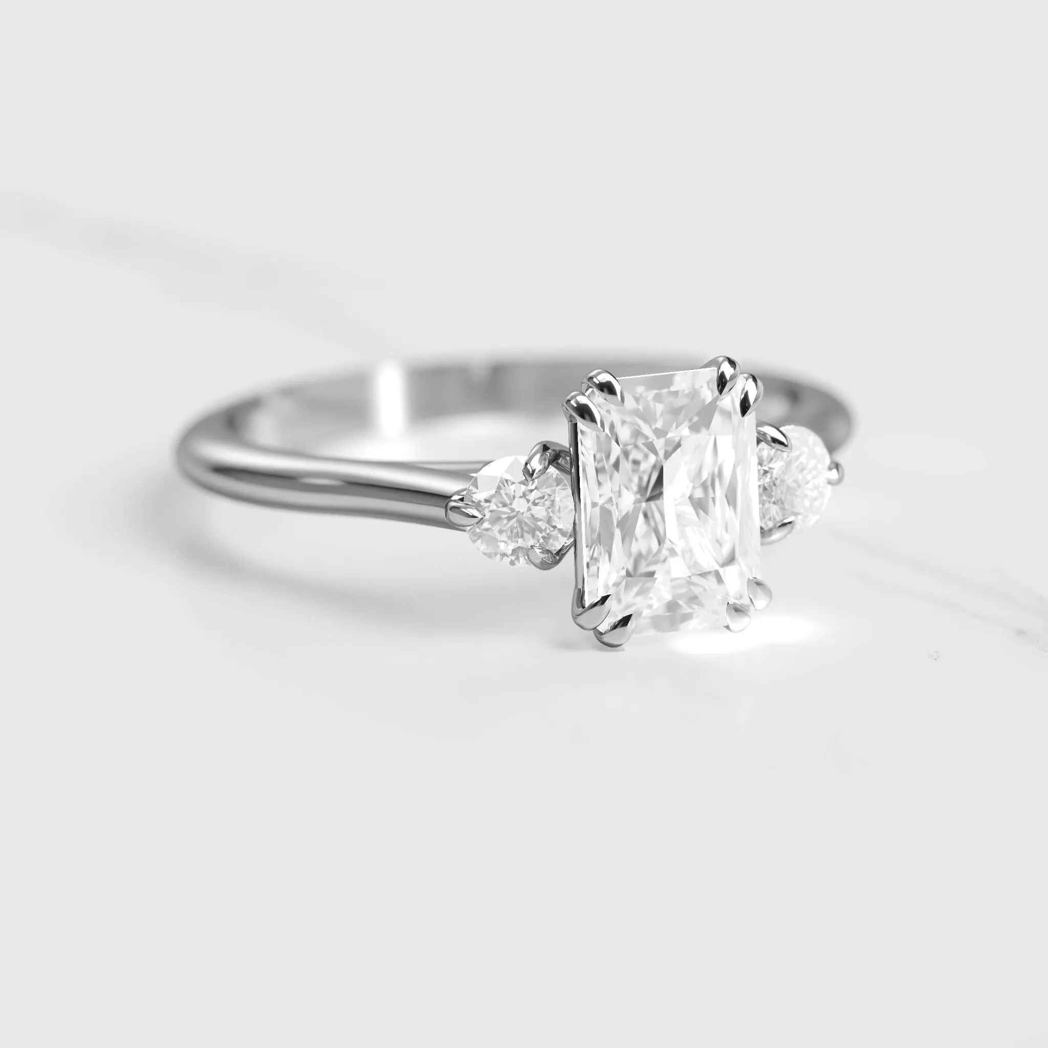 Radiant Diamond Ring With Accent Stones