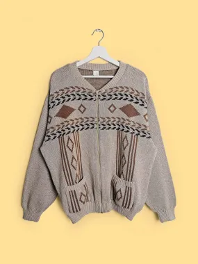 Retro pattern Grandpa Cardigan - size L-XL / 52 -54