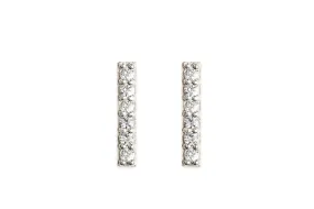 Silver Pave Bar Studs - 6 Stone