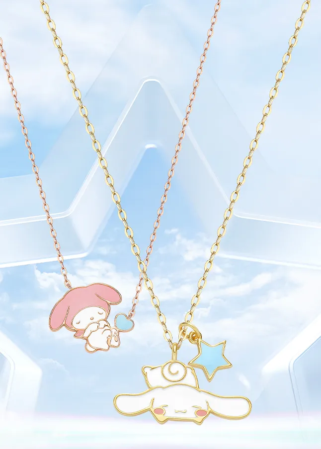 Sleep Tight My Melody & Cinnamoroll 925 sterling silver necklace - Tide Color x SANRIO