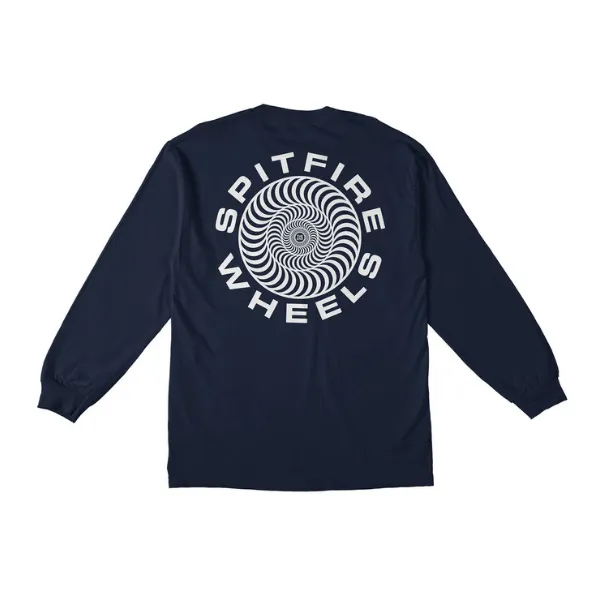 Spitfire Classic 87 Swirl Longsleeve T-Shirt - Navy/White