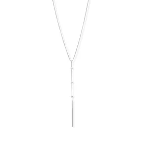 Sterling Silver Beaded Bar Drop Necklace for Her