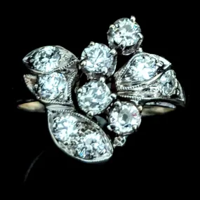 The Masham - Vintage Old Cut Diamonds 14k White Gold Cluster Ring