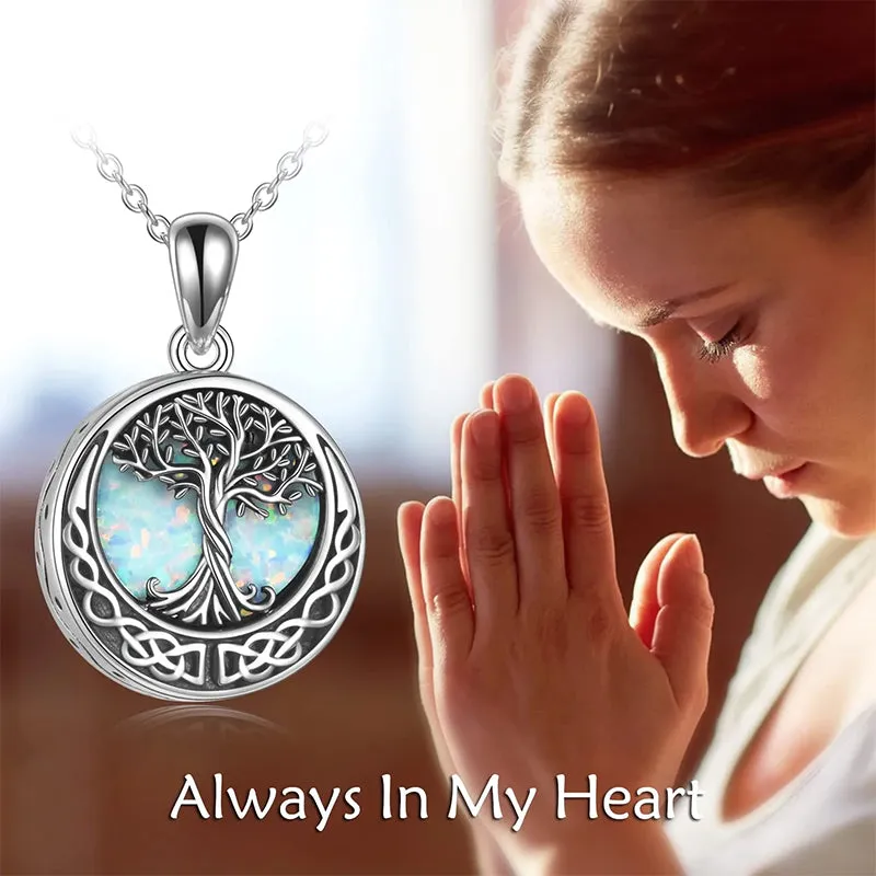 Tree of Life Urn Necklaces for Ashes Sterling Silver Abalone Shell Tree of Life Cremation Jewelry Memory Gift for Women