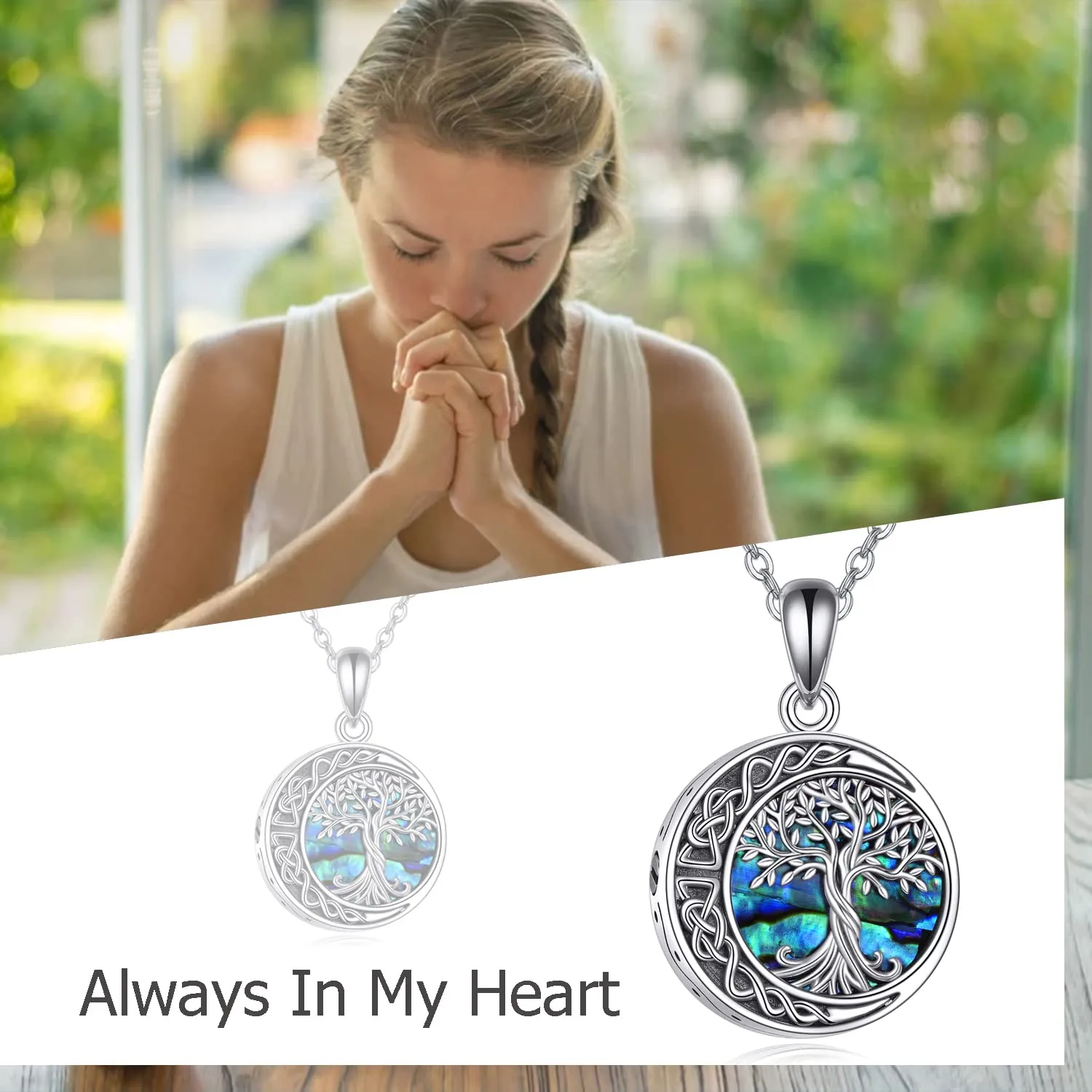 Tree of Life Urn Necklaces for Ashes Sterling Silver Abalone Shell Tree of Life Cremation Jewelry Memory Gift for Women