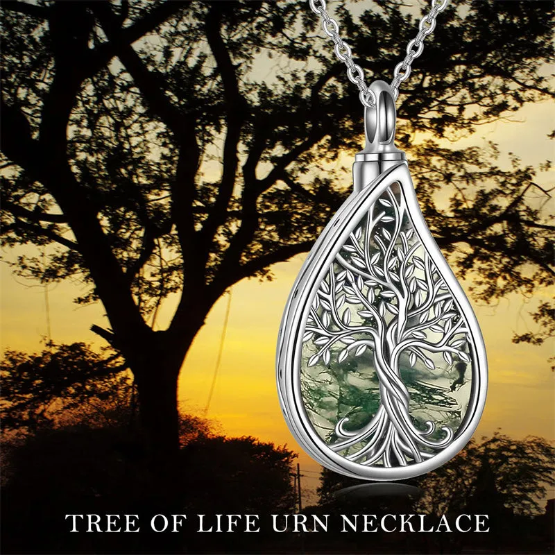 Tree of Life Urn Necklaces for Ashes Sterling Silver Abalone Shell Tree of Life Cremation Jewelry Memory Gift for Women