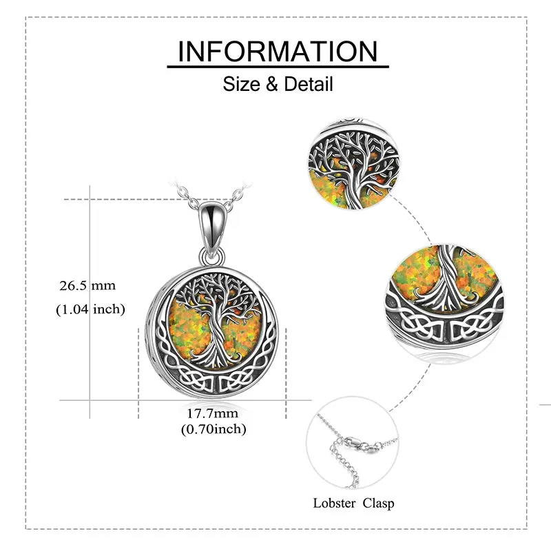 Tree of Life Urn Necklaces for Ashes Sterling Silver Abalone Shell Tree of Life Cremation Jewelry Memory Gift for Women