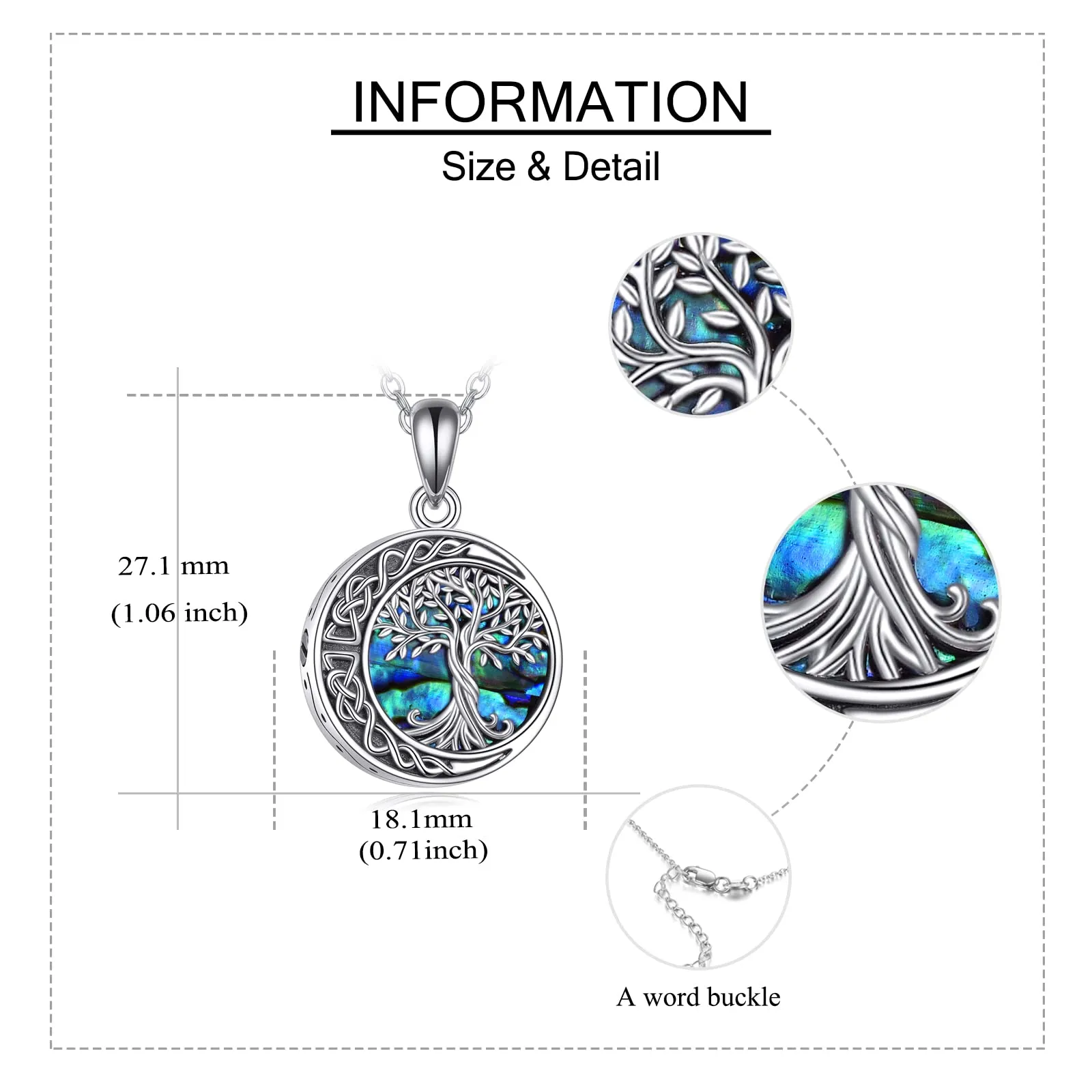 Tree of Life Urn Necklaces for Ashes Sterling Silver Abalone Shell Tree of Life Cremation Jewelry Memory Gift for Women