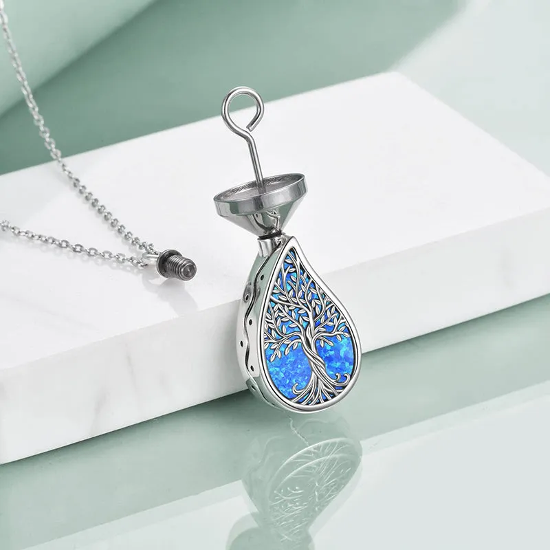 Tree of Life Urn Necklaces for Ashes Sterling Silver Abalone Shell Tree of Life Cremation Jewelry Memory Gift for Women