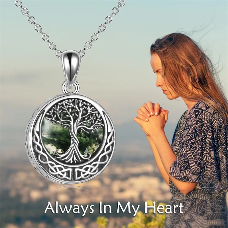 Tree of Life Urn Necklaces for Ashes Sterling Silver Abalone Shell Tree of Life Cremation Jewelry Memory Gift for Women