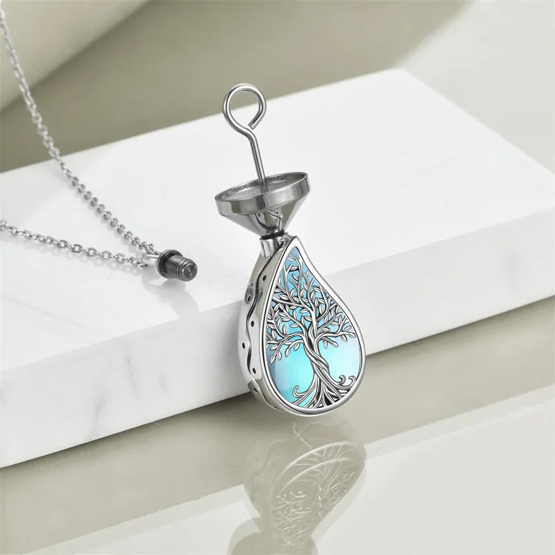 Tree of Life Urn Necklaces for Ashes Sterling Silver Abalone Shell Tree of Life Cremation Jewelry Memory Gift for Women