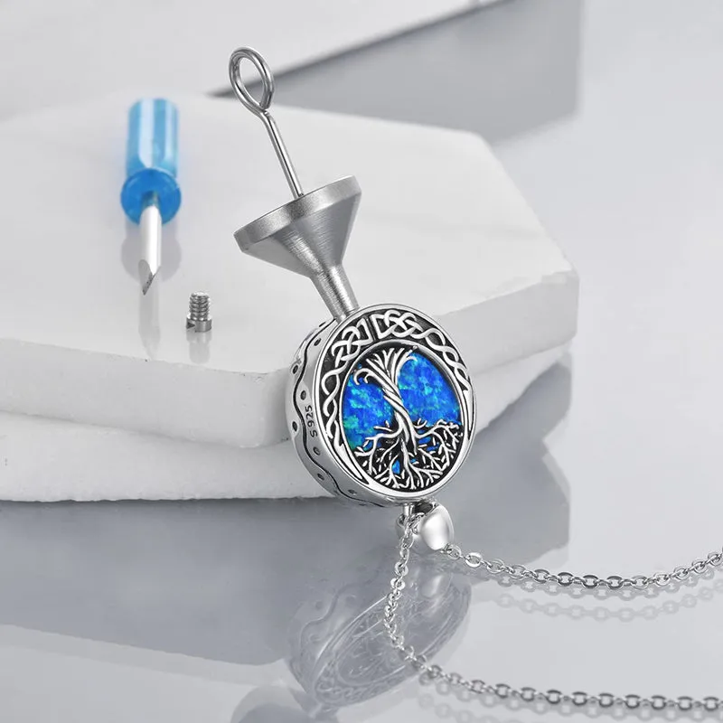 Tree of Life Urn Necklaces for Ashes Sterling Silver Abalone Shell Tree of Life Cremation Jewelry Memory Gift for Women