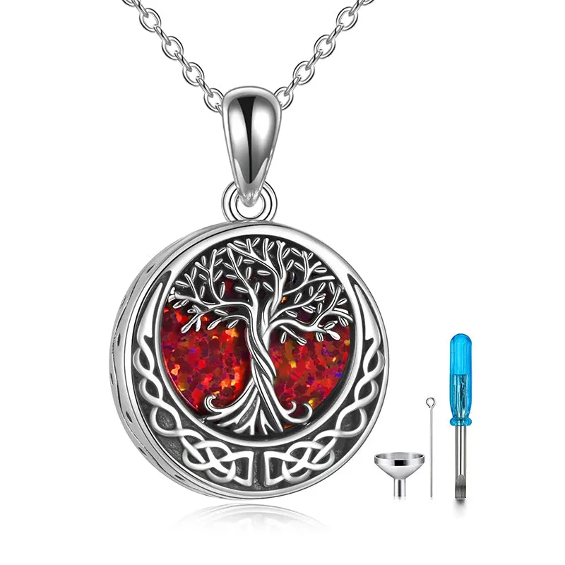 Tree of Life Urn Necklaces for Ashes Sterling Silver Abalone Shell Tree of Life Cremation Jewelry Memory Gift for Women