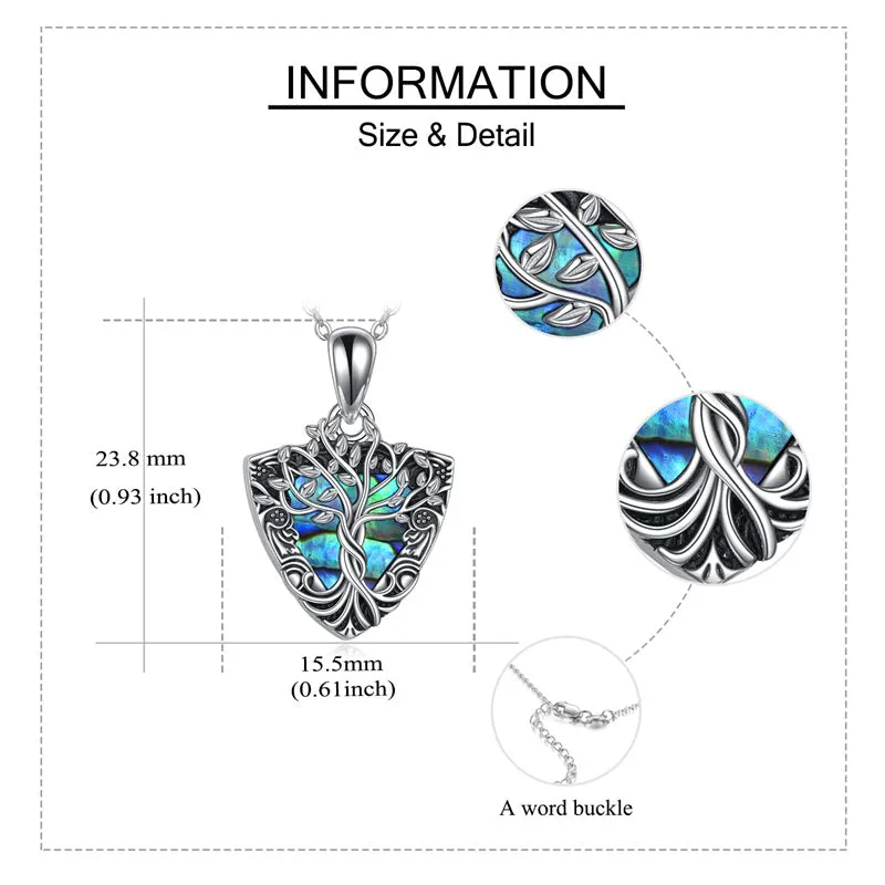 Tree of Life Urn Necklaces for Ashes Sterling Silver Abalone Shell Tree of Life Cremation Jewelry Memory Gift for Women