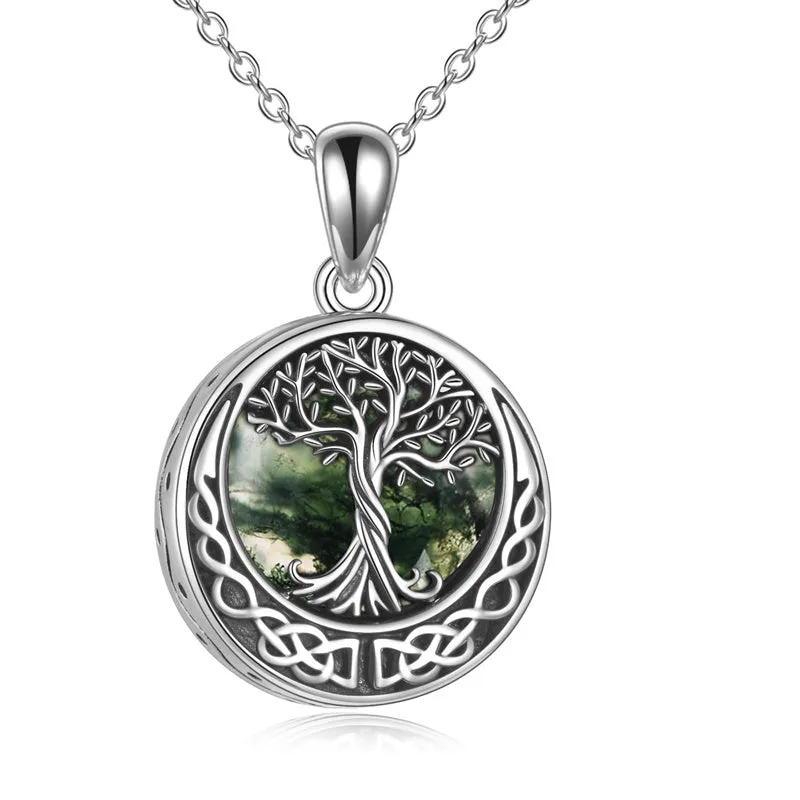 Tree of Life Urn Necklaces for Ashes Sterling Silver Abalone Shell Tree of Life Cremation Jewelry Memory Gift for Women