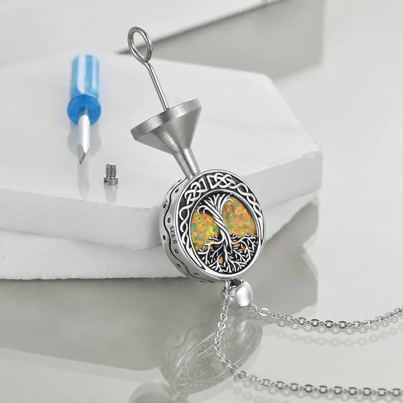 Tree of Life Urn Necklaces for Ashes Sterling Silver Abalone Shell Tree of Life Cremation Jewelry Memory Gift for Women