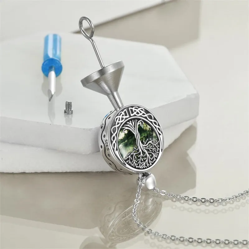 Tree of Life Urn Necklaces for Ashes Sterling Silver Abalone Shell Tree of Life Cremation Jewelry Memory Gift for Women