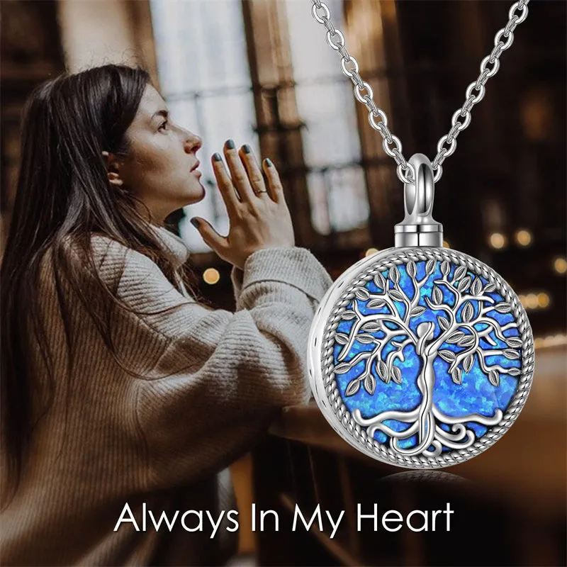 Tree of Life Urn Necklaces for Ashes Sterling Silver Abalone Shell Tree of Life Cremation Jewelry Memory Gift for Women