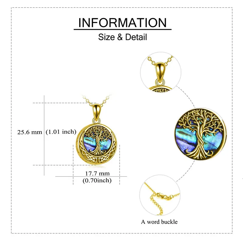 Tree of Life Urn Necklaces for Ashes Sterling Silver Abalone Shell Tree of Life Cremation Jewelry Memory Gift for Women