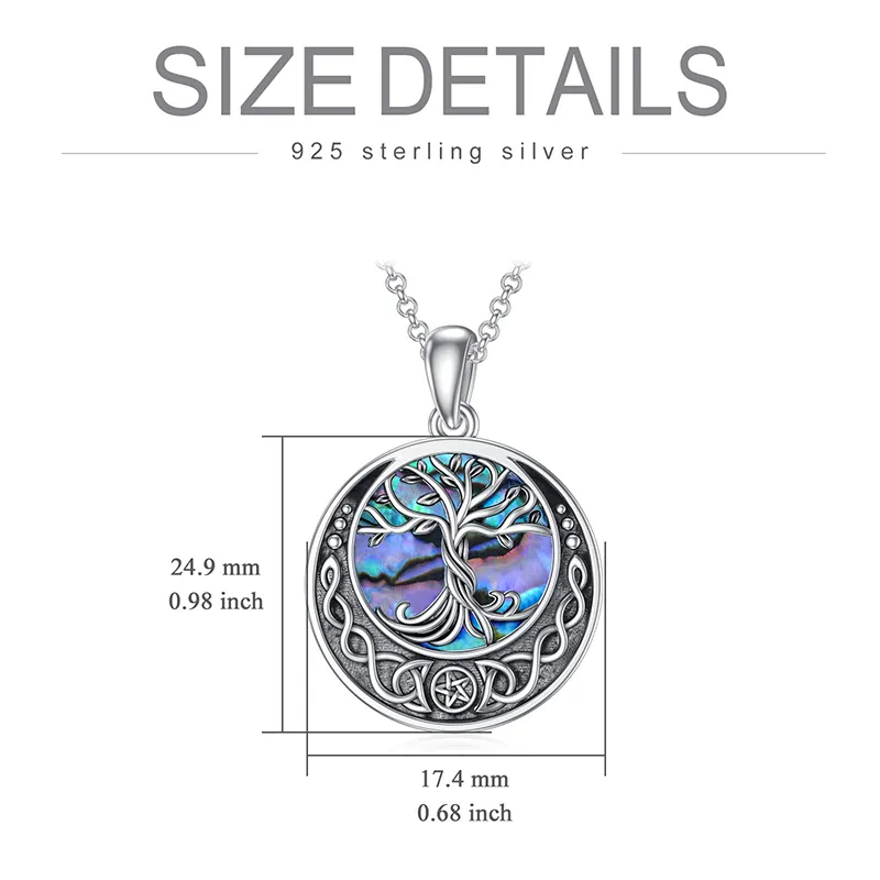 Tree of Life Urn Necklaces for Ashes Sterling Silver Abalone Shell Tree of Life Cremation Jewelry Memory Gift for Women