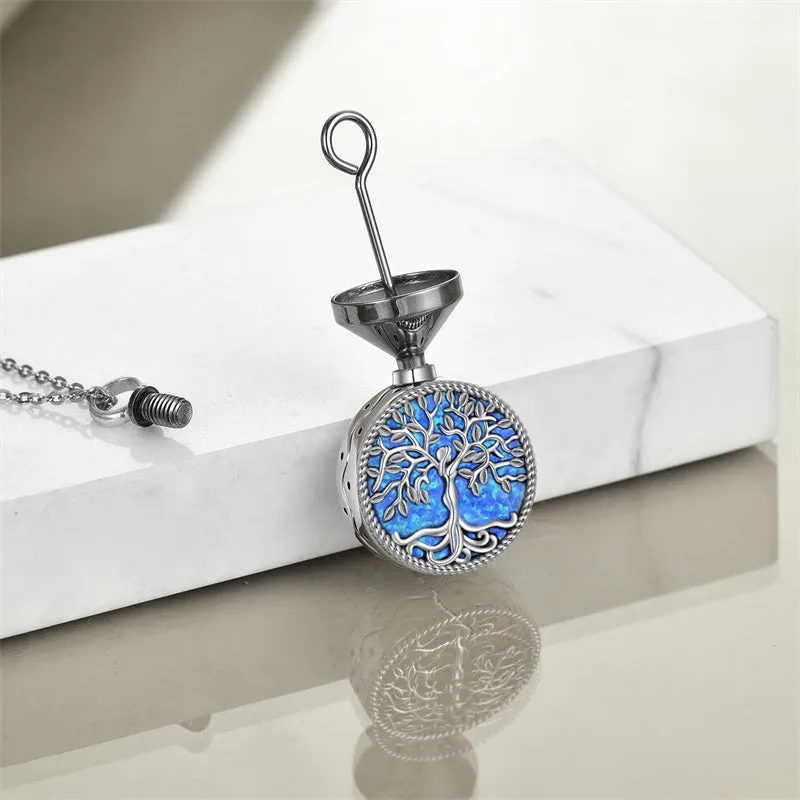 Tree of Life Urn Necklaces for Ashes Sterling Silver Abalone Shell Tree of Life Cremation Jewelry Memory Gift for Women