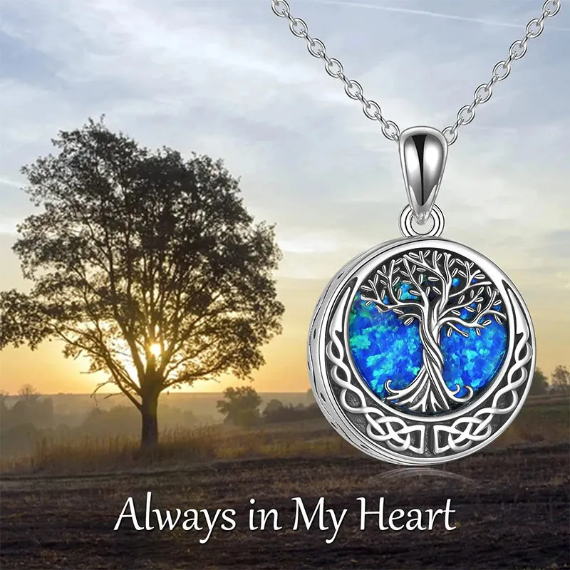 Tree of Life Urn Necklaces for Ashes Sterling Silver Abalone Shell Tree of Life Cremation Jewelry Memory Gift for Women