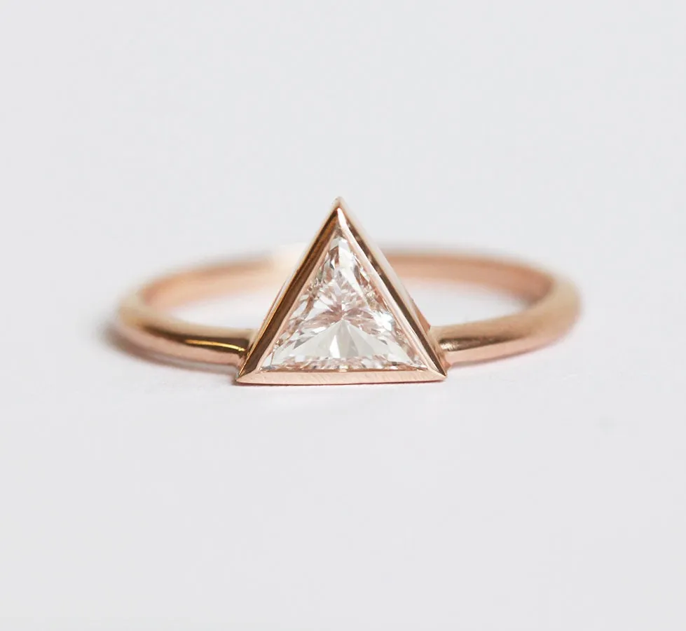 Triangle Diamond Ring, Triangle Engagement Ring In Rose Gold