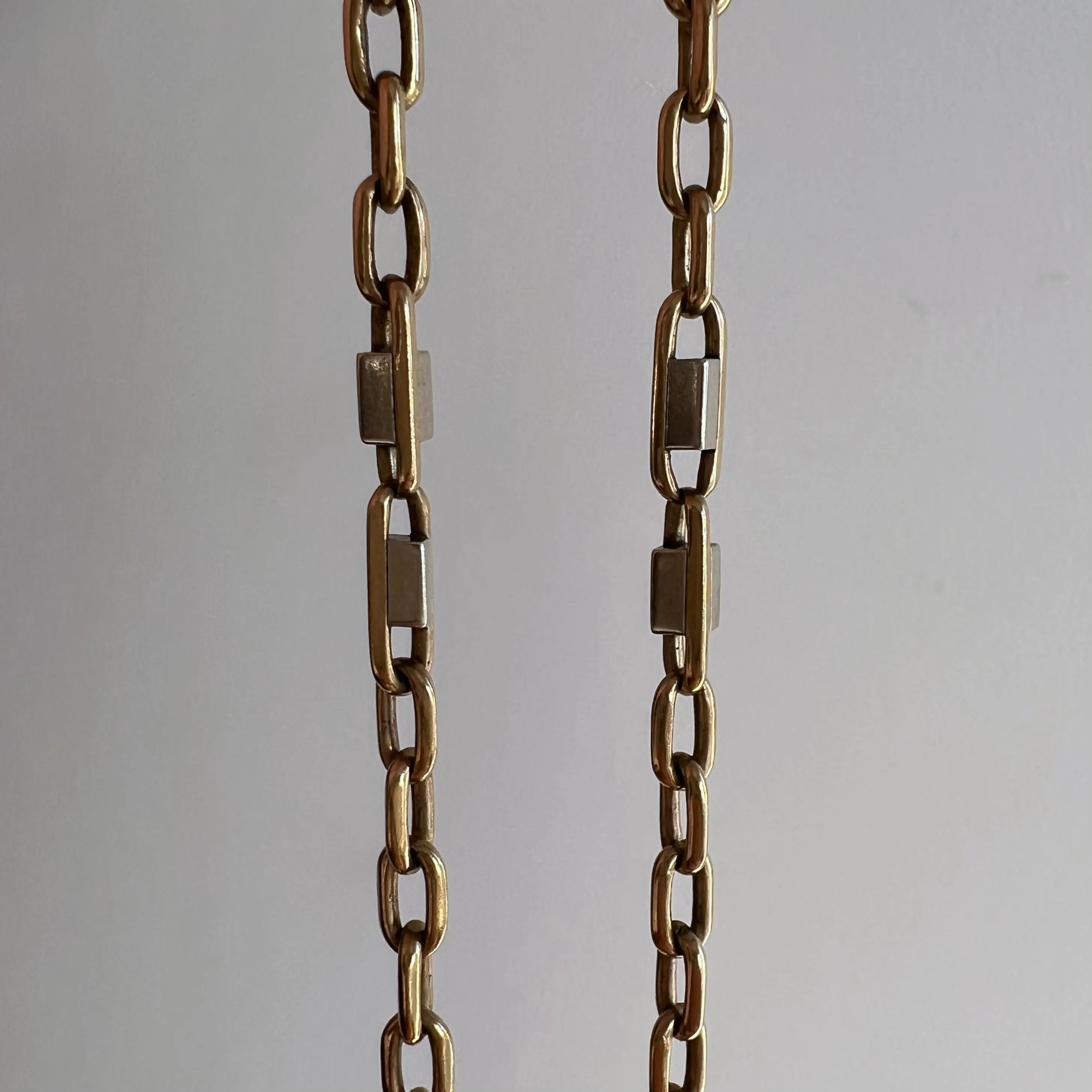 V I N T A G E // fancy biker / 9k 375 yellow and white gold biker station chain / 20.5, 13g