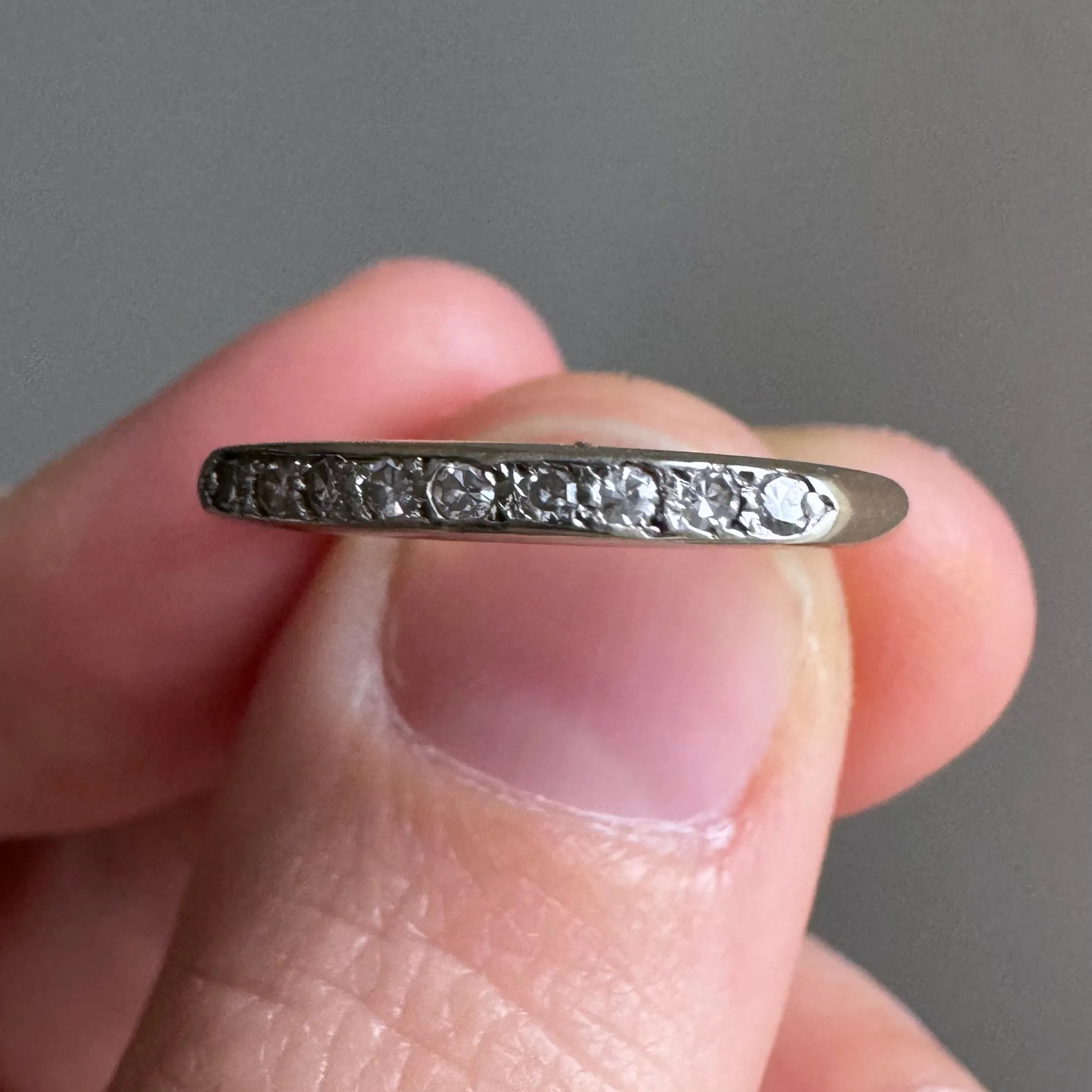 V I N T A G E // nine in a row / 14k yellow and white gold diamond band / size 6.5-6.75