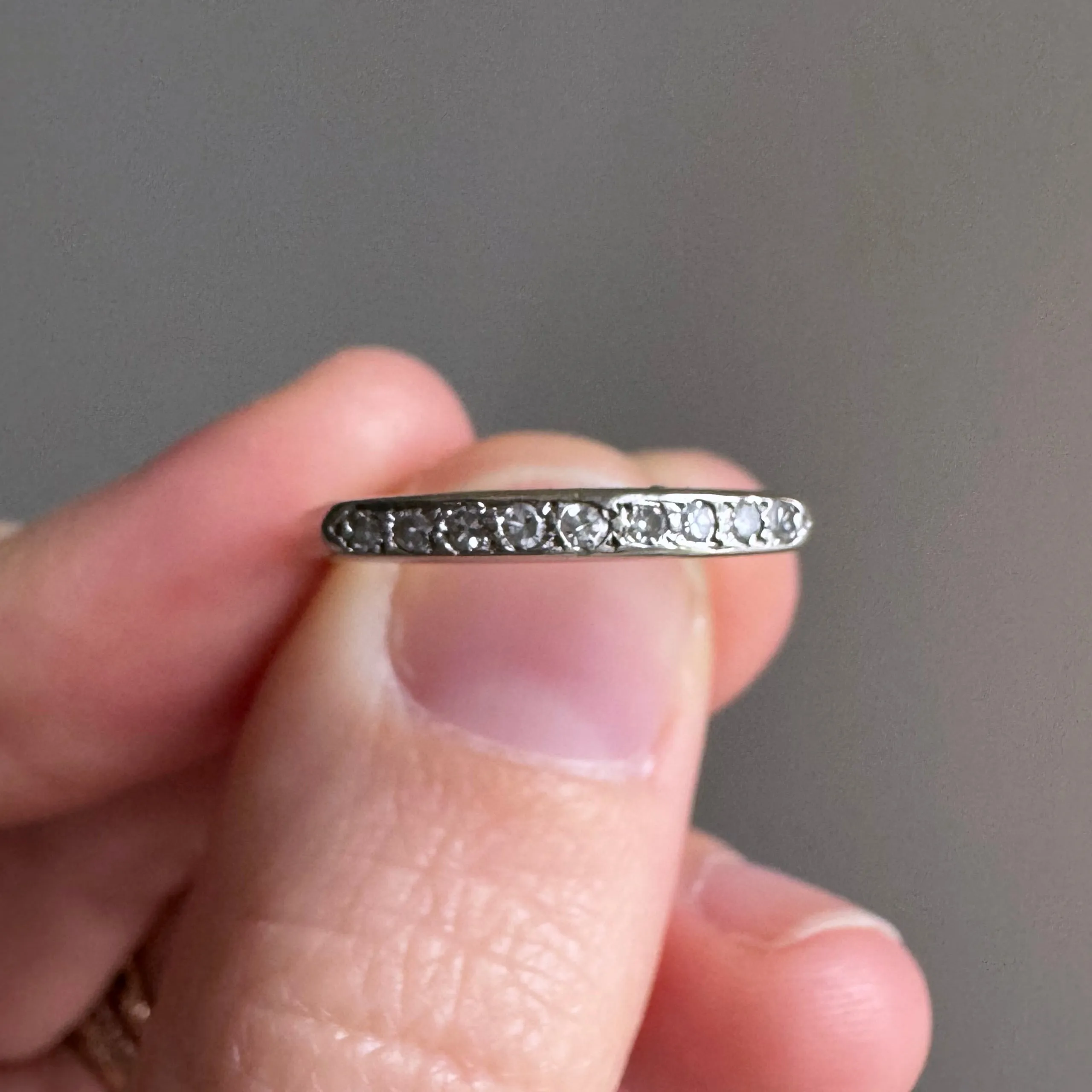 V I N T A G E // nine in a row / 14k yellow and white gold diamond band / size 6.5-6.75