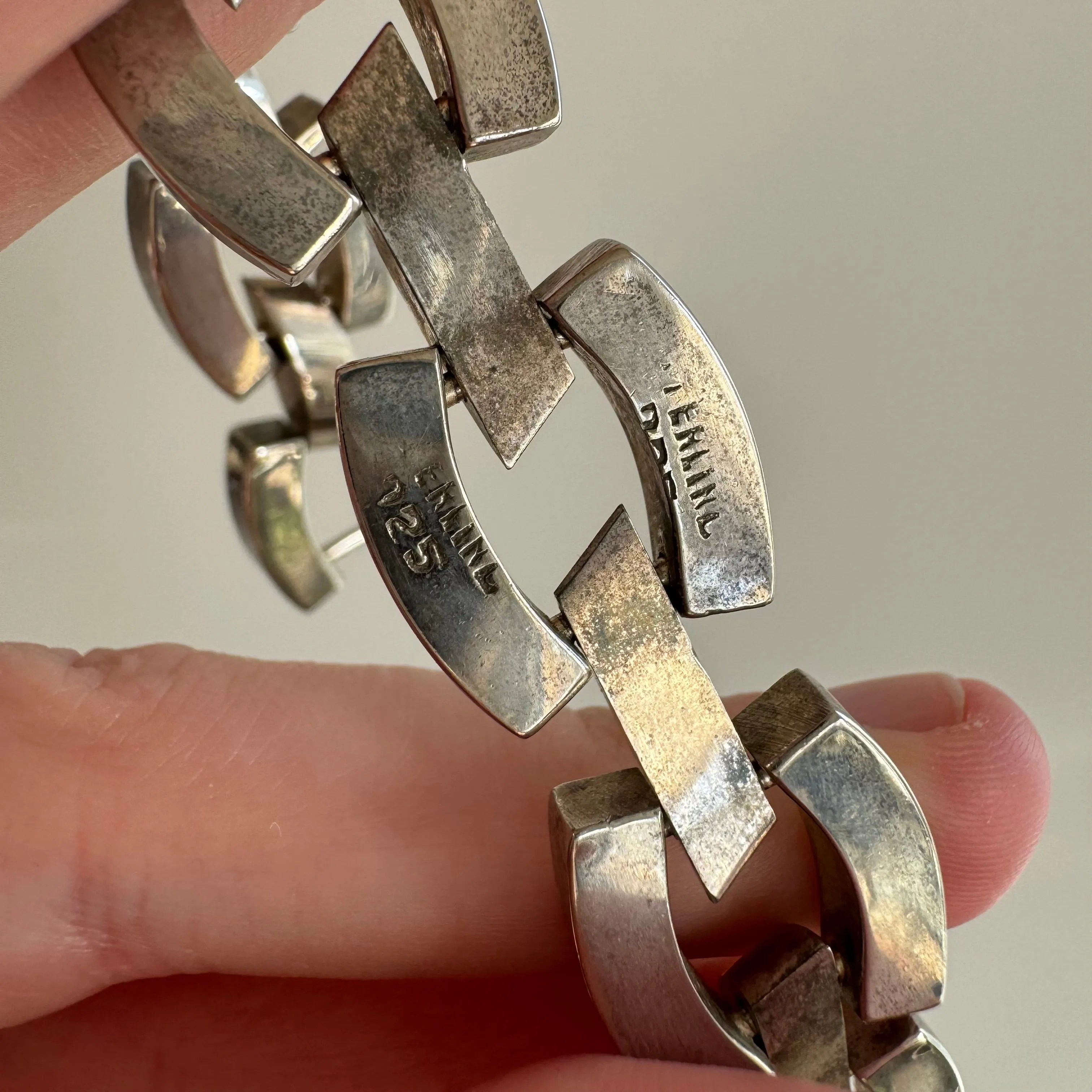 V I N T A G E // perfect links / sterling silver geometric link bracelet / 7.5, 53g