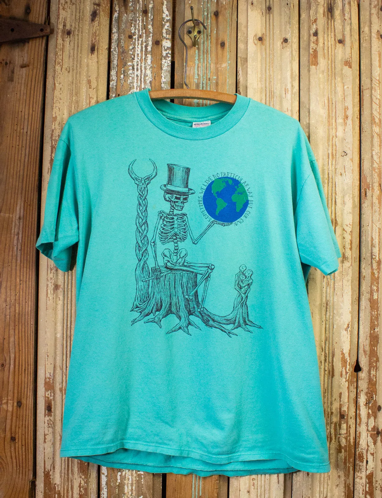 Vintage Grateful Dead Eyes of the World Concert T Shirt 1990 Teal Large